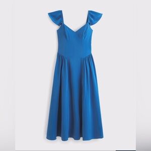 Abercrombie & Fitch Flutter Sleeve Blue Midi Dress